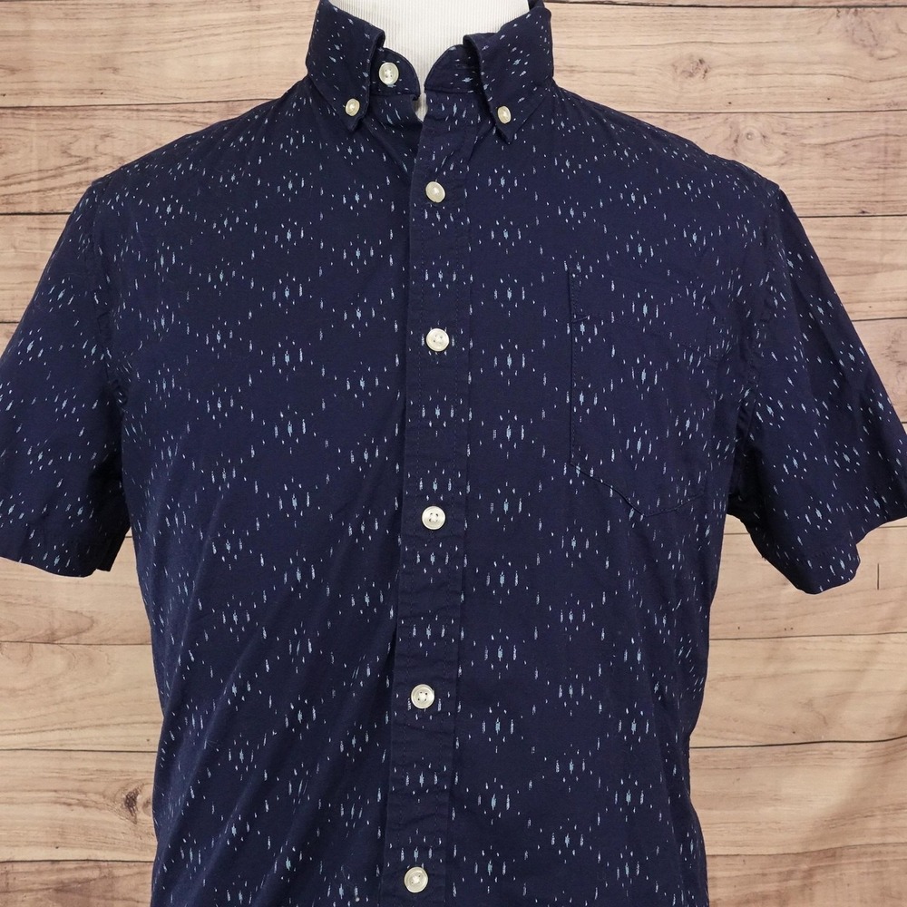 Sonoma Goods For Life Shirt Mens L Blue Geometric Short Sleeve Button-Up Stretch